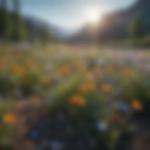 A serene landscape showcasing blooming wildflowers under a clear blue sky, symbolizing the beauty of nature.