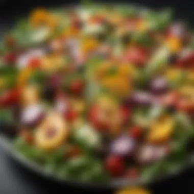 Nutrient-Rich Salad for Allergies A close-up of a vibrant salad filled with colorful vegetables and fruits, representing a balanced diet for allergy management.