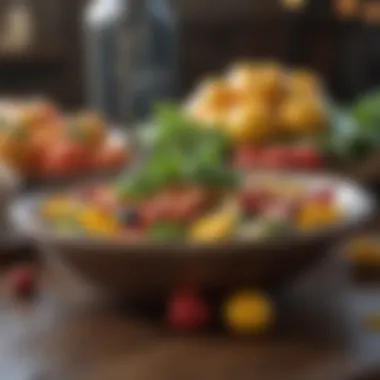 Fresh fruits and vegetables arranged beautifully