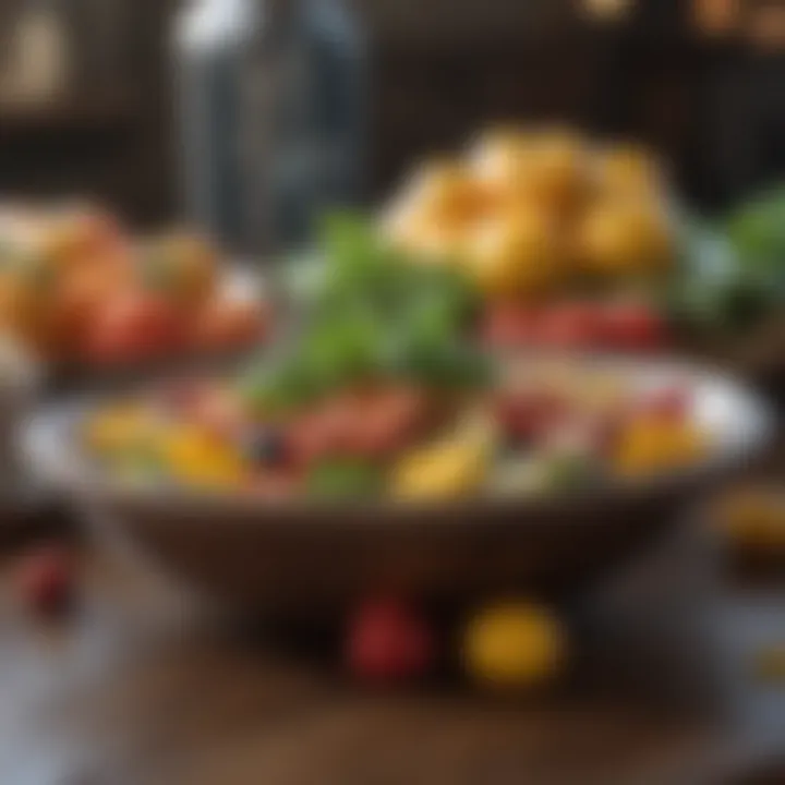 Fresh fruits and vegetables arranged beautifully