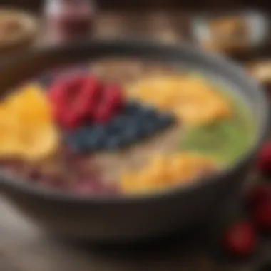 A vibrant smoothie bowl topped with seeds and berries