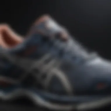 Detailed Look at Asics Cumulus Features Close-up view of Asics Cumulus shoe features highlighting cushioning and support