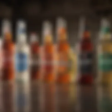 Assortment of No Carb Beverages An assortment of no-carb alcoholic beverages displayed artistically.