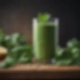 Vibrant green smoothie with spinach and plant-based protein