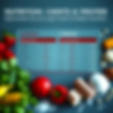 Nutritional chart highlighting protein and sugar content