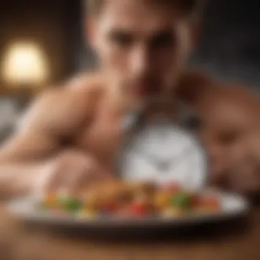 The Art of Meal Timing for Optimal Growth An athlete timing their meals with a clock in the background