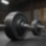 Close-up of an Olympic barbell with weights