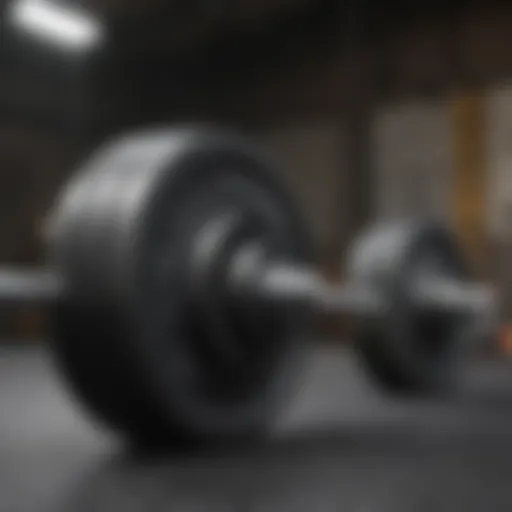 Close-up of an Olympic barbell with weights