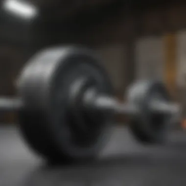 Precision of Olympic Weightlifting Equipment Close-up of an Olympic barbell with weights