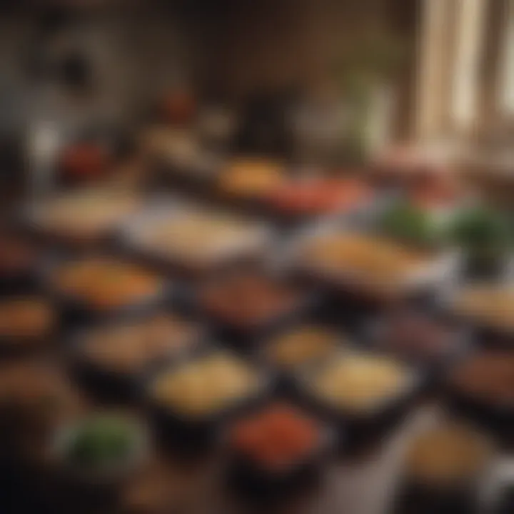 A well-organized meal prep setup, displaying containers with balanced meals for the week ahead.
