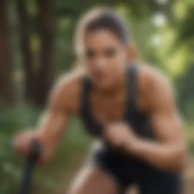 Outdoor Fitness Commitment An individual engaging in an outdoor workout, demonstrating determination and focus.