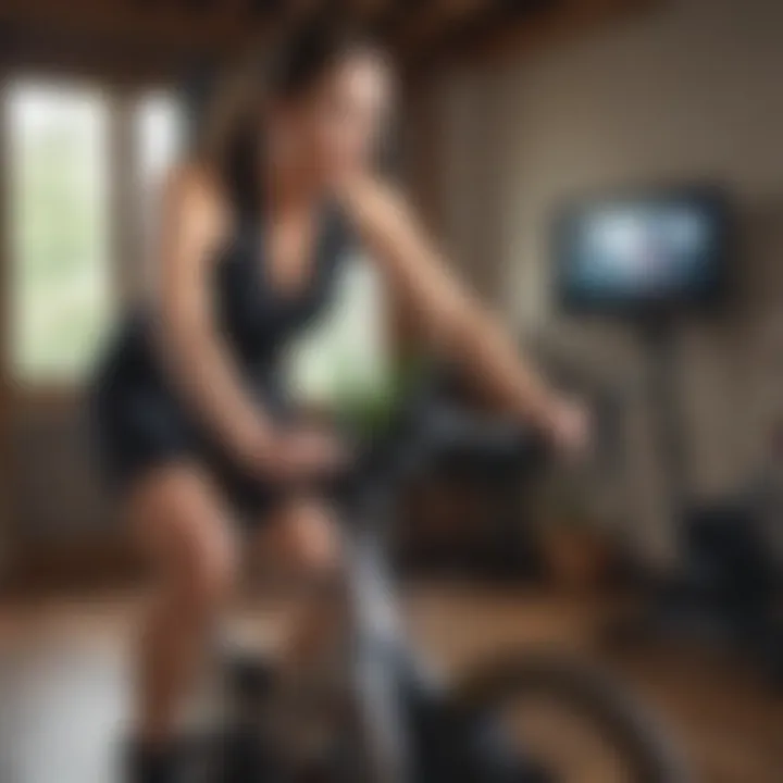 User enjoying an indoor cycling session