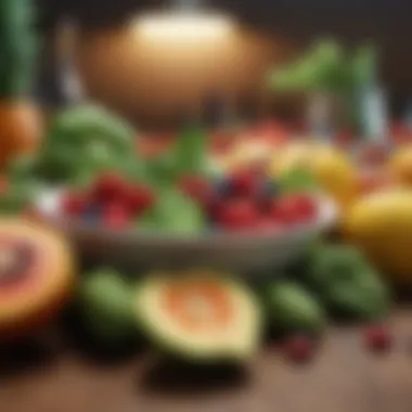 Colorful array of fresh fruits and vegetables