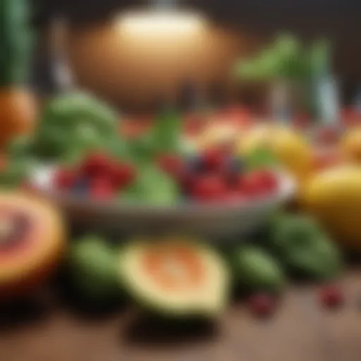 Colorful array of fresh fruits and vegetables