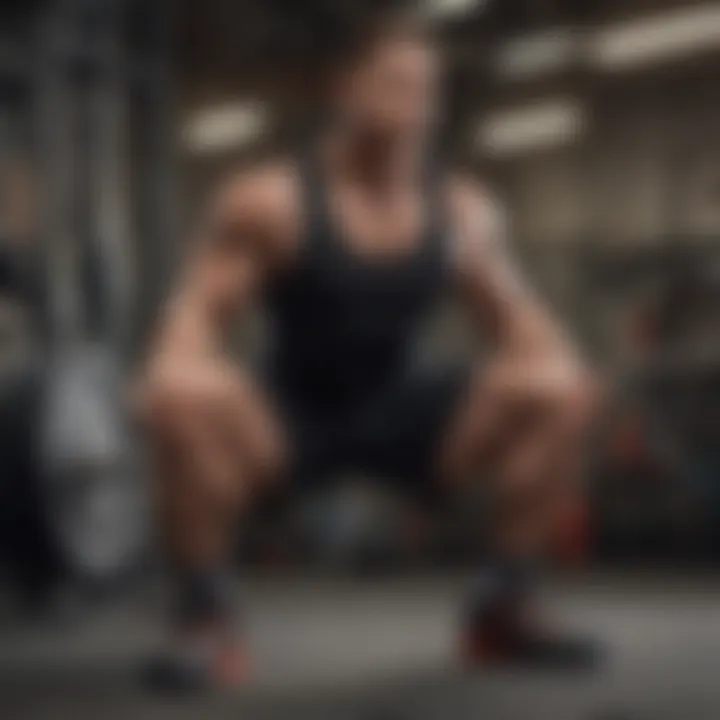Athlete demonstrating proper lifting posture while wearing power lifter shoes