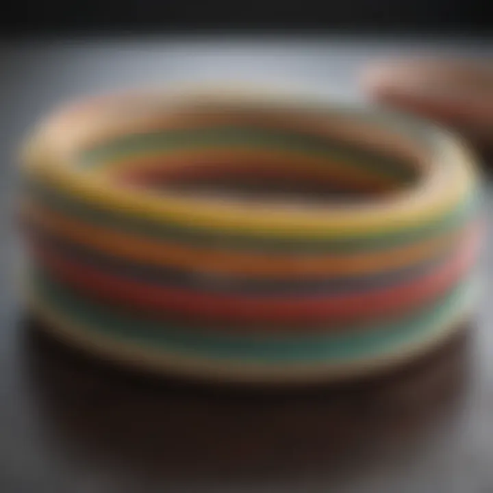 A range of rubber bands showcased in a fitness setting
