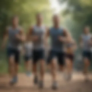 Community Support in Running Success Diverse running group engaged in training