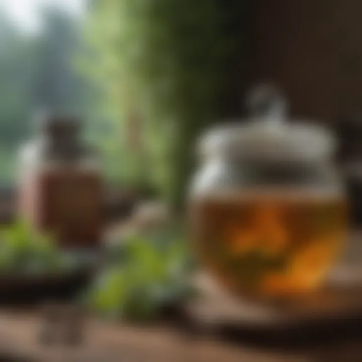 Refreshing herbal tea steeping in a cozy setting