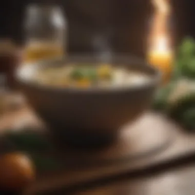 A comforting homemade broth served in a stylish bowl