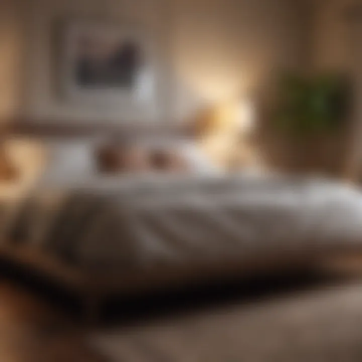 A serene bedroom with soft lighting promoting restful sleep