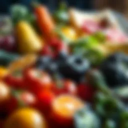 Colorful fruits and vegetables showcasing a balanced diet