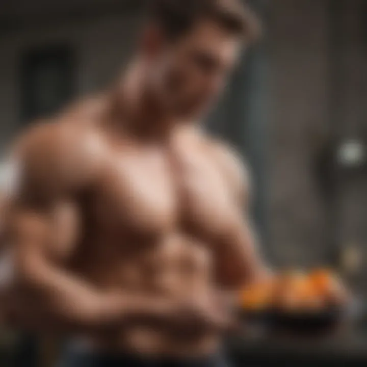 Concept of nutritious meal plan for muscle growth