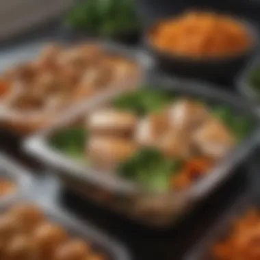 A well-organized meal prep container with chicken, broccoli, and sweet potatoes showcasing balanced nutrition.