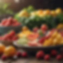 Colorful variety of fruits and vegetables