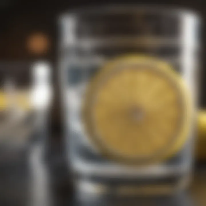 A glass of water with lemon