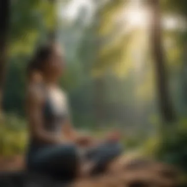 A serene setting showcasing a person meditating amidst nature