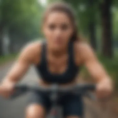 Cycling Workout Showcase A person engaged in a cycling workout showcasing effort and determination.