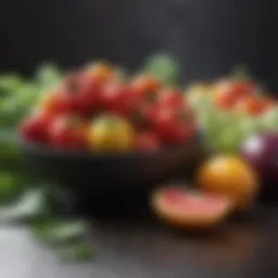 Colorful array of fresh vegetables and fruits