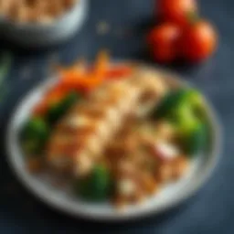 A colorful plate showcasing high-protein foods like chicken breast, quinoa, and broccoli
