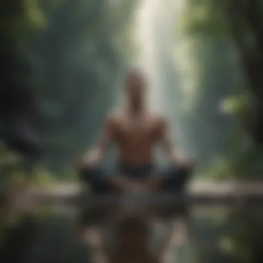 A person meditating in a tranquil environment
