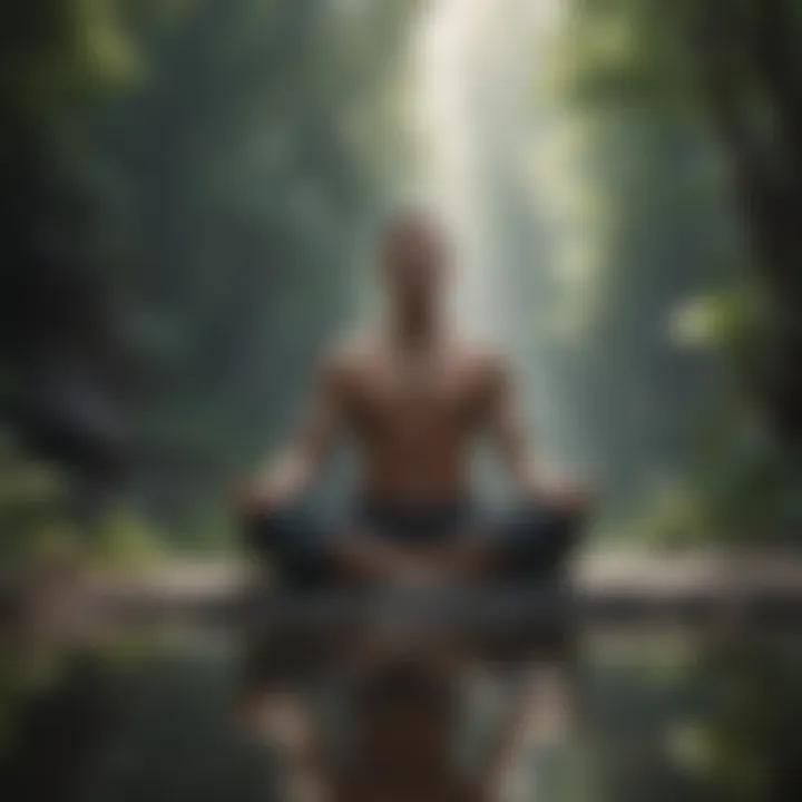 A person meditating in a tranquil environment