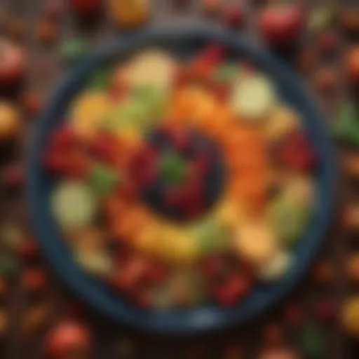 A beautiful array of colorful fruits and vegetables arranged on a plate