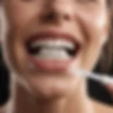 A close-up of a person rinsing with a teeth whitening solution