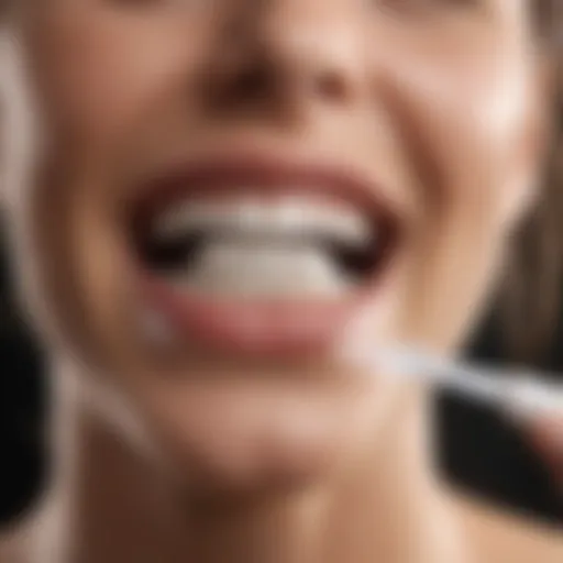 A close-up of a person rinsing with a teeth whitening solution