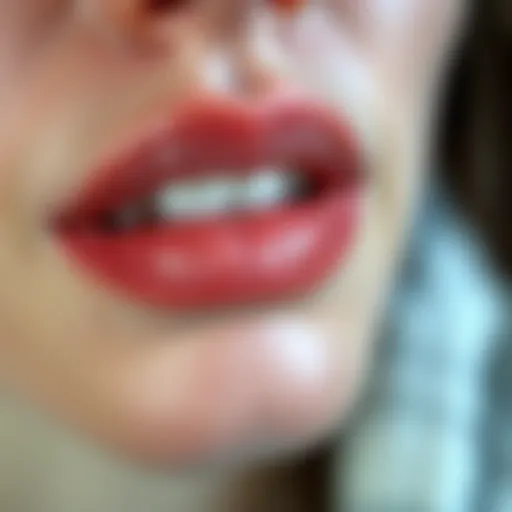 Close-up of a cold sore on a lip