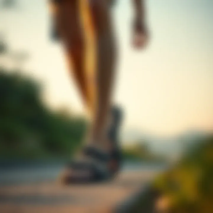 Active individual enjoying a walk in minimalist footwear