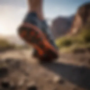 Close-up view of a running shoe showcasing its midfoot width and arch support.