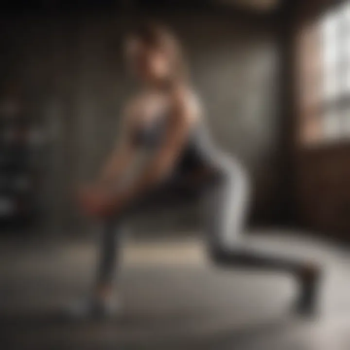 Individual performing a deep lunge stretch
