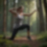 Dynamic stretching session in an outdoor environment