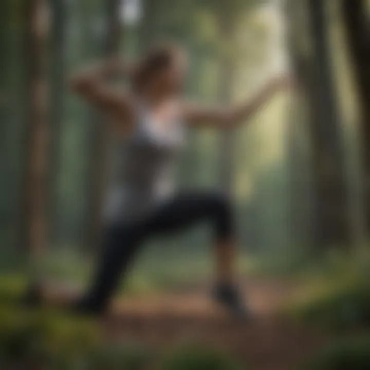 Dynamic stretching session in an outdoor environment