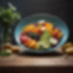 Colorful plate of fresh fruits and vegetables promoting a healthy diet.