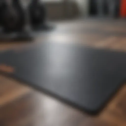 Close-up of high-quality exercise room floor mats.