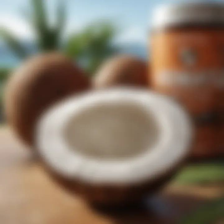 Coconut oil application on skin