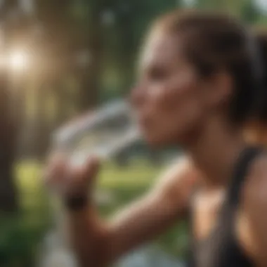 An athlete hydrating with water during a training session