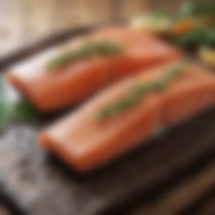 Fresh salmon fillets with herbs