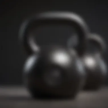 Close-up of kettlebell weight classifications